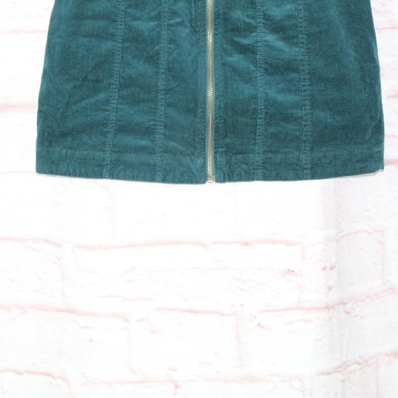 Free People Green Cotton Blend Zip Front Corduroy Mini Skirt Size 2 - Picture 3 of 10